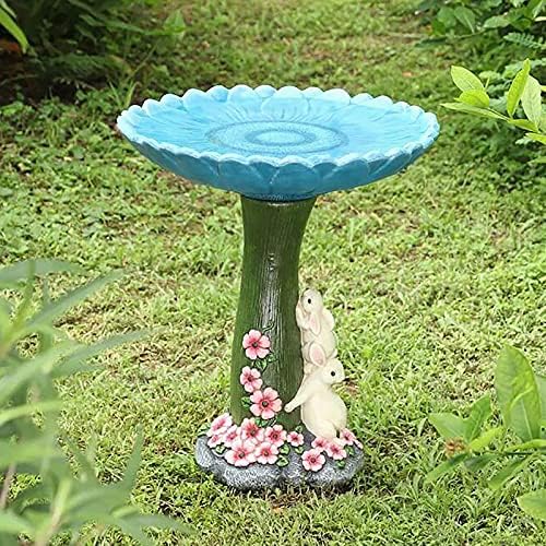 Cute Bunny Bird Bath Bowl with Sunflower Design