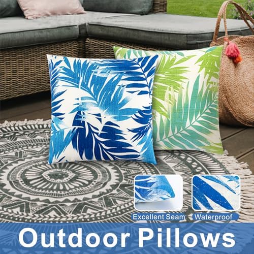 JMGBird 18x18 Inch Waterproof Outdoor Lumbar Pillows Pack of 2