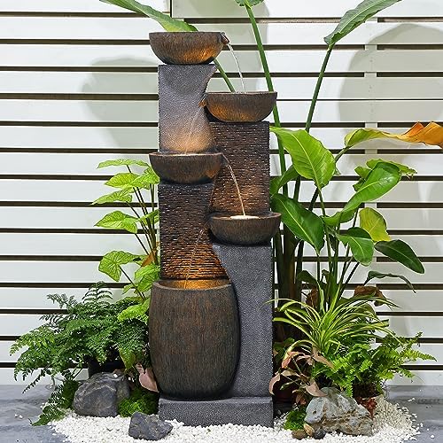 514 Inch H Outdoor Garden Water Fountain with Lights