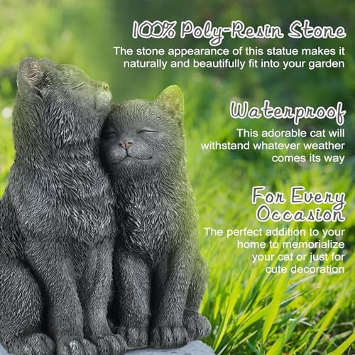 Wenqik Black Cat Garden Statue Couple Kitten Decor