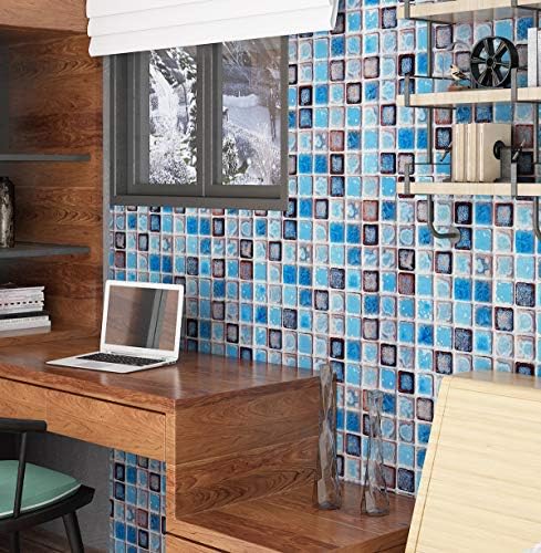 Livelynine Waterproof Blue Mosaic Wallpaper 158x788 Inch