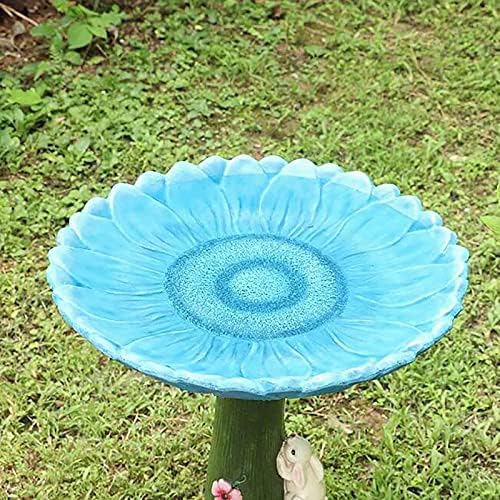 Cute Bunny Bird Bath Bowl with Sunflower Design