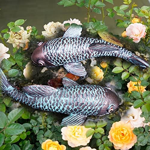 Tooyuart Garden Sculptures Koi Fish Decor Set of 2