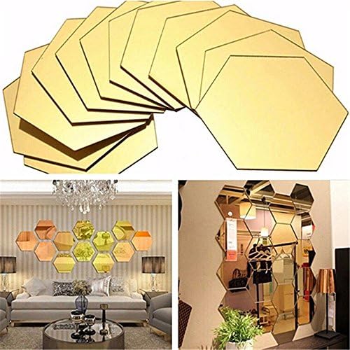 Mirror Wall Stickers 12PCS Hexagon Art Decor