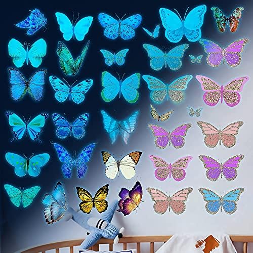Glow Butterfly Wall Decor Stickers 58Pcs
