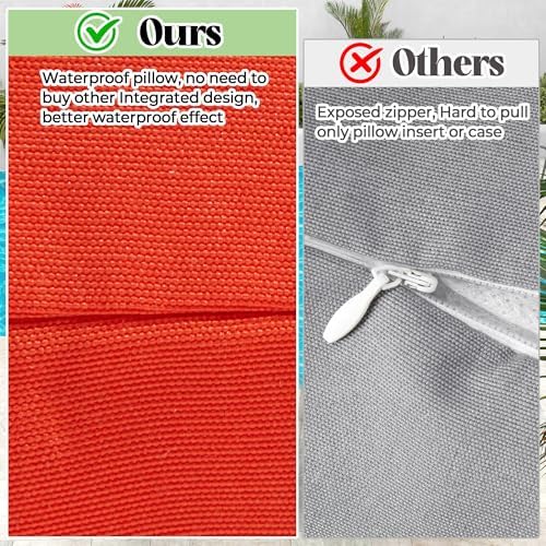 WOLKI Waterproof Outdoor Throw Pillows Set of 2 Orange