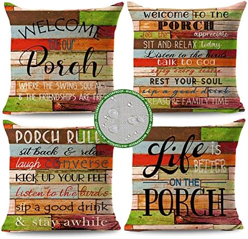 JOJOGOGO Waterproof Porch Pillow Covers Set of 4