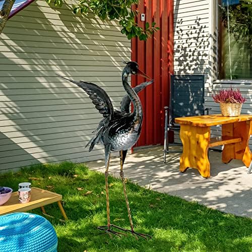 Chisheen Crane Garden Statue Metal Heron Outdoor Decor