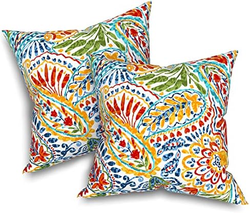 Melody Elephant Outdoor Throw Pillows Set of 2 20x20 Inch Paisley Multi