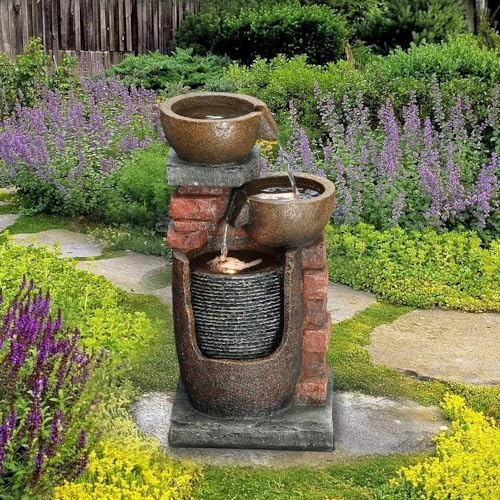 5 Tiered Polyresin Water Fountain for Patio and Garden