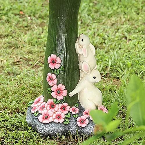 Cute Bunny Bird Bath Bowl with Sunflower Design