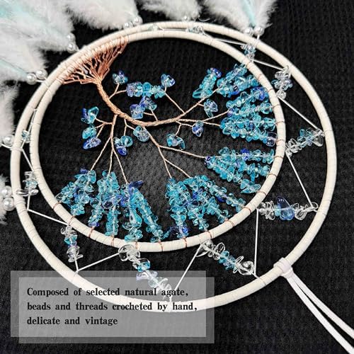 Handmade Blue Dream Catcher for Bedroom Adult Wall Decor