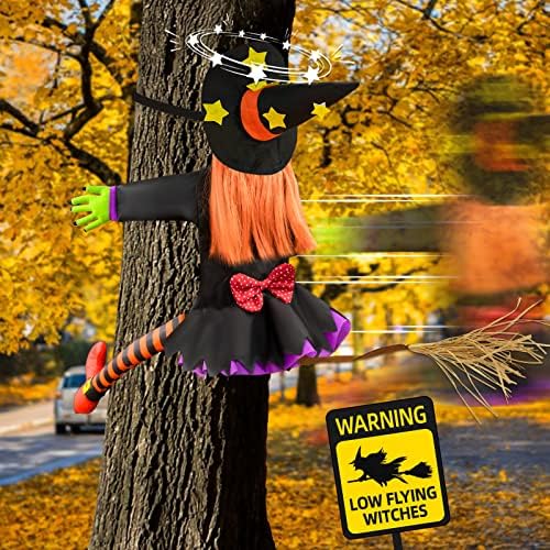 Crashing Witch Halloween Decor Outdoor Yard Statue
