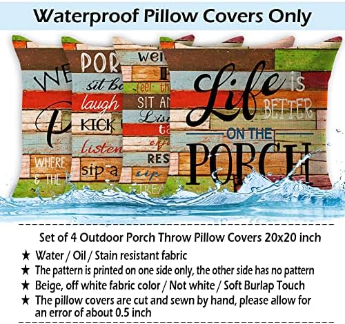 JOJOGOGO Waterproof Porch Pillow Covers Set of 4