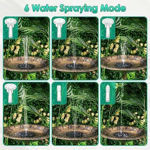 Saillong 2 Pack Solar and Battery Bird Bath Fountain Pump with LED Lights