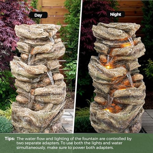 32 Inch 5-Tiers Water Fountain with LED Lights