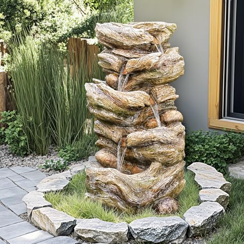 32 Inch 5-Tiers Water Fountain with LED Lights