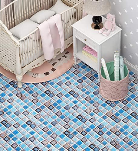Livelynine Waterproof Blue Mosaic Wallpaper 158x788 Inch