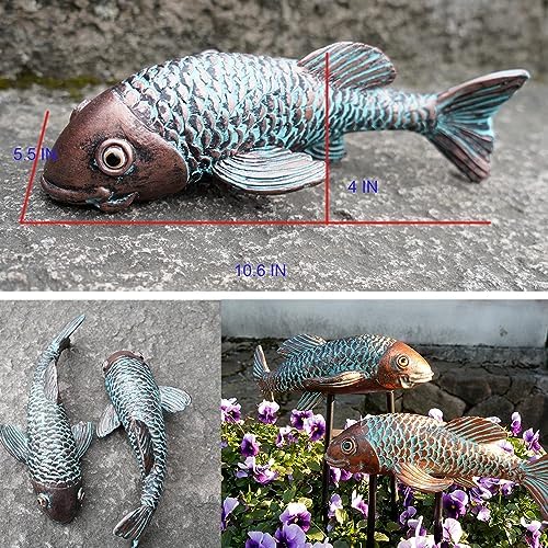Tooyuart Garden Sculptures Koi Fish Decor Set of 2