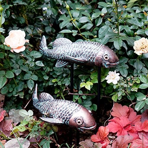 Tooyuart Garden Sculptures Koi Fish Decor Set of 2