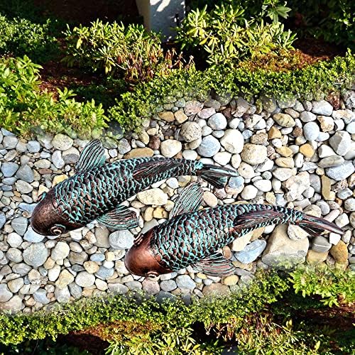 Tooyuart Garden Sculptures Koi Fish Decor Set of 2