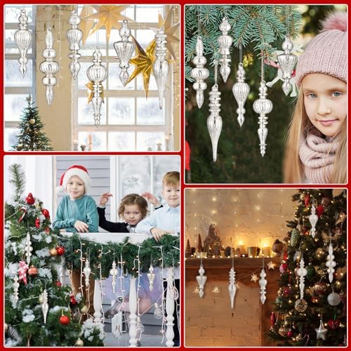 Soaoo 6 Pcs Mercury Glass Christmas Finials