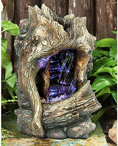 Hi-Line Gift Ltd Tree Trunk Waterfall LED Fountain Beige