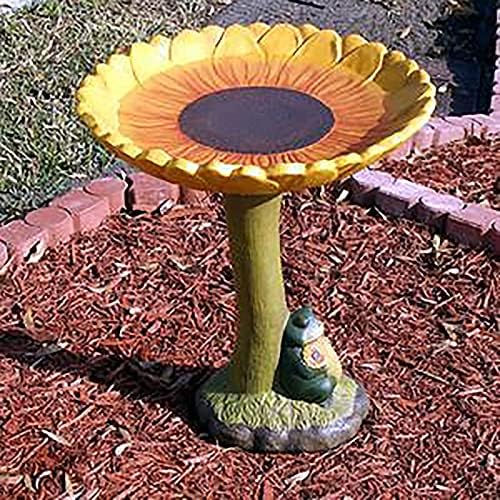 787 Polyresin Bird Bath with Sunflower and Frog Design