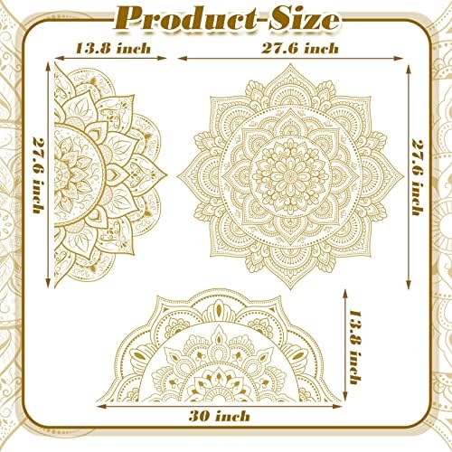 Chinco 4 Pcs Half Mandala Wall Decal Gold Boho Design