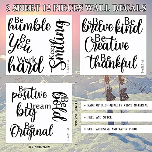 Marspark 12 Pcs Inspirational Wall Decals Black