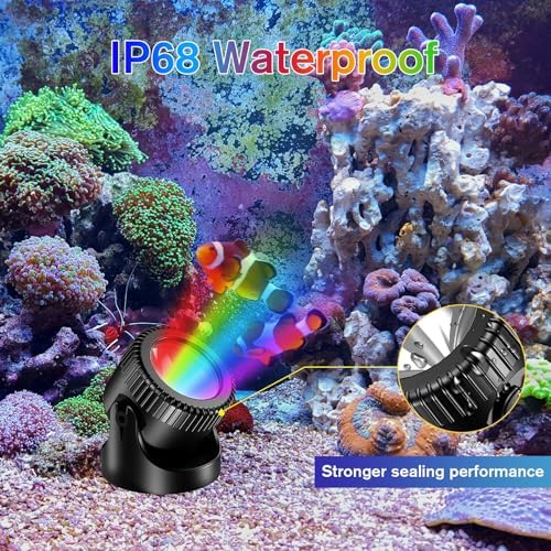 POPOSOAP RGB Pond Lights with Timer and Remote Control