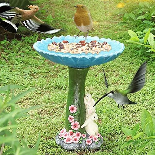 Cute Bunny Bird Bath Bowl with Sunflower Design